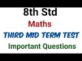 8th Std - Maths | Third Mid Term Test - Important Questions