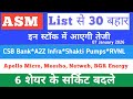 Asm list update 💥 RVNL 💥 CSB BANK💥 Mangalam💥 DCX SYSTEM 💥Groww💥Zen tech💥BSE💥 Data pattern💥Zinka💥GRSE