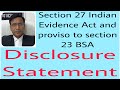 VLOG: 137 || Disclosure statement || Section 27 Indian Evidence Act \u0026 proviso to section 23 BSA.