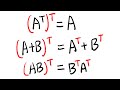 Properties of the transpose of a matrix, linear algebra tutorial