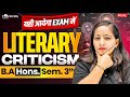 Literary Criticism | B.A Hons. Semester 3rd | English Important Questions With Answer | 100% PASS