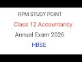 HBSE class 12 accountancy answer key annual exam 2026 Haryana board