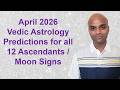 April 2026 Vedic Astrology Predictions for all 12 Ascendants / Moon Signs