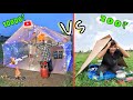 Overnight survival challenge in low to high budget tent house