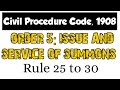 ORDER 5 ISSUE AND SERVICE OF SUMMONS RULE 25 TO 30 OF CPC || LAW EXPLORER