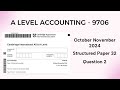 A Level Accounting October November 2024 Paper 32 9706/32 Question 2