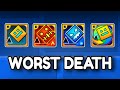 Worst Possible Death on Every Main Level in Geometry Dash