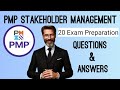 PMP Project Stakeholder Management 20 Exam Preparation Questions.