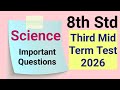 8th Std - Science | Third Mid Term Test - Important Questions