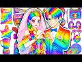 🌸Paper DIY🌸KPOP DEMON HUNTERS Couple Rumi x Jinu Colorful Hair Glow Up Skincare + Makeup Makeover 💄