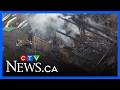 Aerial view of three-alarm fire that destroyed building at Toronto Humber Yacht Club