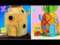 DIY Cardboard House for Paper SpongeBob vs LEGO Kit - Who Did It Best?! *Cool Gadgets \u0026 Fun Crafts*