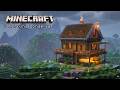 Minecraft Relaxing Longplay | Rainy Flower Mountain - Cozy Starter House | No Commentary
