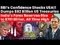 RBI’s Shocks USA! Dumps $62 Billion US Treasuries. India’s Forex Reserves Rise to $701 Billion