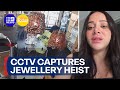 CCTV captures thugs hitting shopkeeper with a hammer during jewellery heist | 9 News Australia