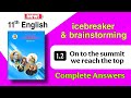 on to the summit we reach the top 11th class brainstorming icebreakers - 11th english 1.2 icebreaker