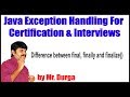 Java Exception Handling ||   Difference between final, finally and finalize () || by Durga