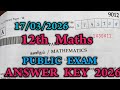 12th maths public exam answer key 2026 | 12th Maths Public Exam Full Answer Key 2026