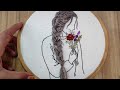 Girl and hair embroidery tutorial || Embroidery for beginners || Girl and flowers || Let's Explore