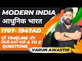 A to Z पूरी MODERN HISTORY (1707- 1947) QUESTIONS और TIMELINE के साथ कवर