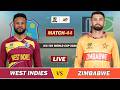 WEST INDIES VS ZIMBABWE ICC T20 WC 2026 MATCH 44 LIVE | WI VS ZIM LIVE COMMENTARY