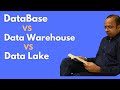 Difference between Database vs Data lake vs Warehouse