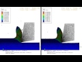 Abaqus CAE explicit orthogonal cutting frictionless vs. friction PEEQ