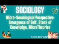 Micro-Sociological Perspective: Emergence of Self, Stock of Knowledge, MicroTheories | Sociology