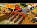 DIY Mini Truck Builds Retaining Wall With Underground Water System @Ministar786Diy 