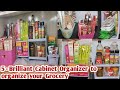 5-Brilliant Cabinet Organizer for Grocery || Indian Non modular kitchen Grocery Cabinet Makeover