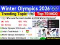 Winter Olympic 2026 Current Affairs | Sports Current Affair 2026 | Most Important Olympic Sports GK