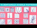 15 Zentangle Patterns Doodle Art Part - 3 || Zen-doodle Art Drawing Tutorial Step By Step