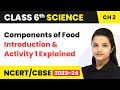 Class 6 Science Chapter 2 | Components of Food - Introduction and Activity 1 Explained