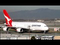 Qantas Airbus A380 (2X) Landing and Takeoff at LAX