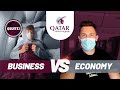 WORLD'S BEST BUSINESS CLASS | Qatar Airways Qsuite vs Economy