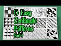 15 Easy Zentangle Patterns For Beginners | Part 1  | Easy Drawing || الگوهای ساده زنتنگل