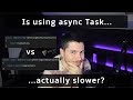 Is awaiting a Task instead of returning it directly in C# actually slower?