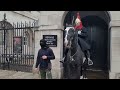 Man wearing full face balaclava grabs the reins The kings guard shouts (STAND BACK) #thekingsguard
