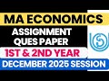 IGNOU MA Economics Assignment Ques Paper December 2025 session - How to download 