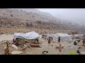 Nomadic life:Zagros Mountains hail and wild rain of Khersan River hard life of single nomadic girls