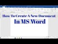 How To Create A New Document in MS Word