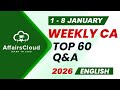 Current Affairs Weekly | 1 - 8 January 2026 | English | Current Affairs | AffairsCloud