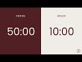 50/10 Pomodoro Timer | 3 x 50 min | Focus | Study | Reflection | Productivity