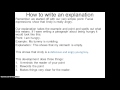 How to: write an explanation
