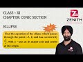Find the equation of the ellipse which passes through the point (–3, 1) and has eccentricity....