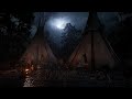 Thunderstorm At Night Inside Indian Tipi With Eagle Flies | RDR2 ASMR