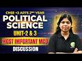 CHSE +2 Arts 2nd Year | Political Science | Unit 2 \u0026 3 MCQs Discussion | #chse2026