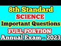 8th SCIENCE IMPORTANT Questions   Annual Exam 2023 Full portion  class 8 science important questions
