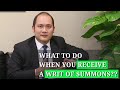What To Do When You Receive A Writ of Summons?