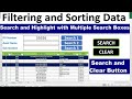 how to create a Multiple  filtering search box for your excel data